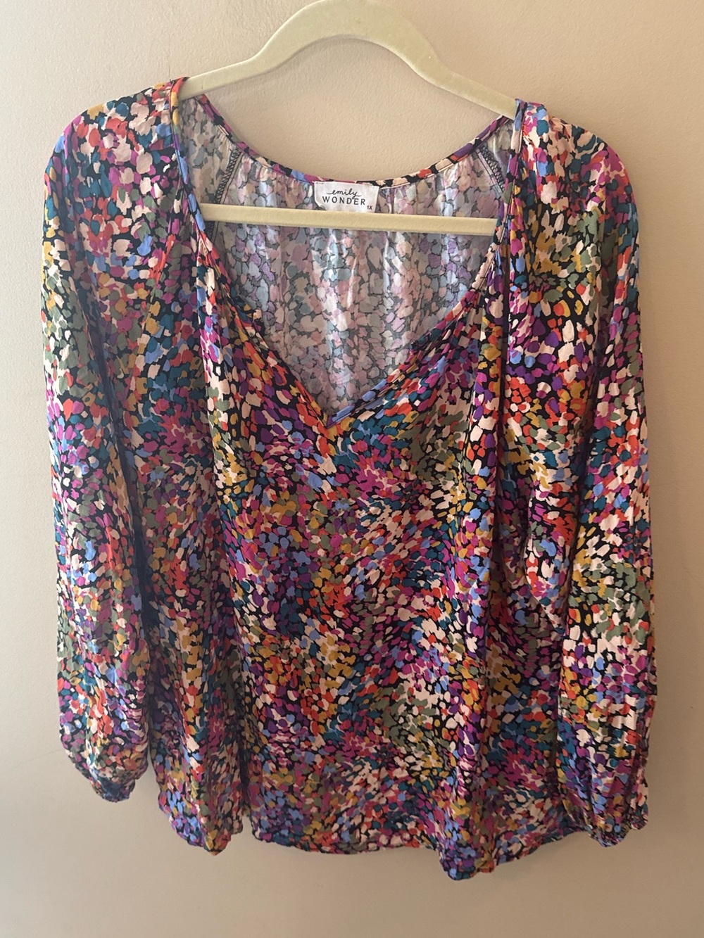 Emily Wonder Boho Floral Print Rayon Top blouse size 1X